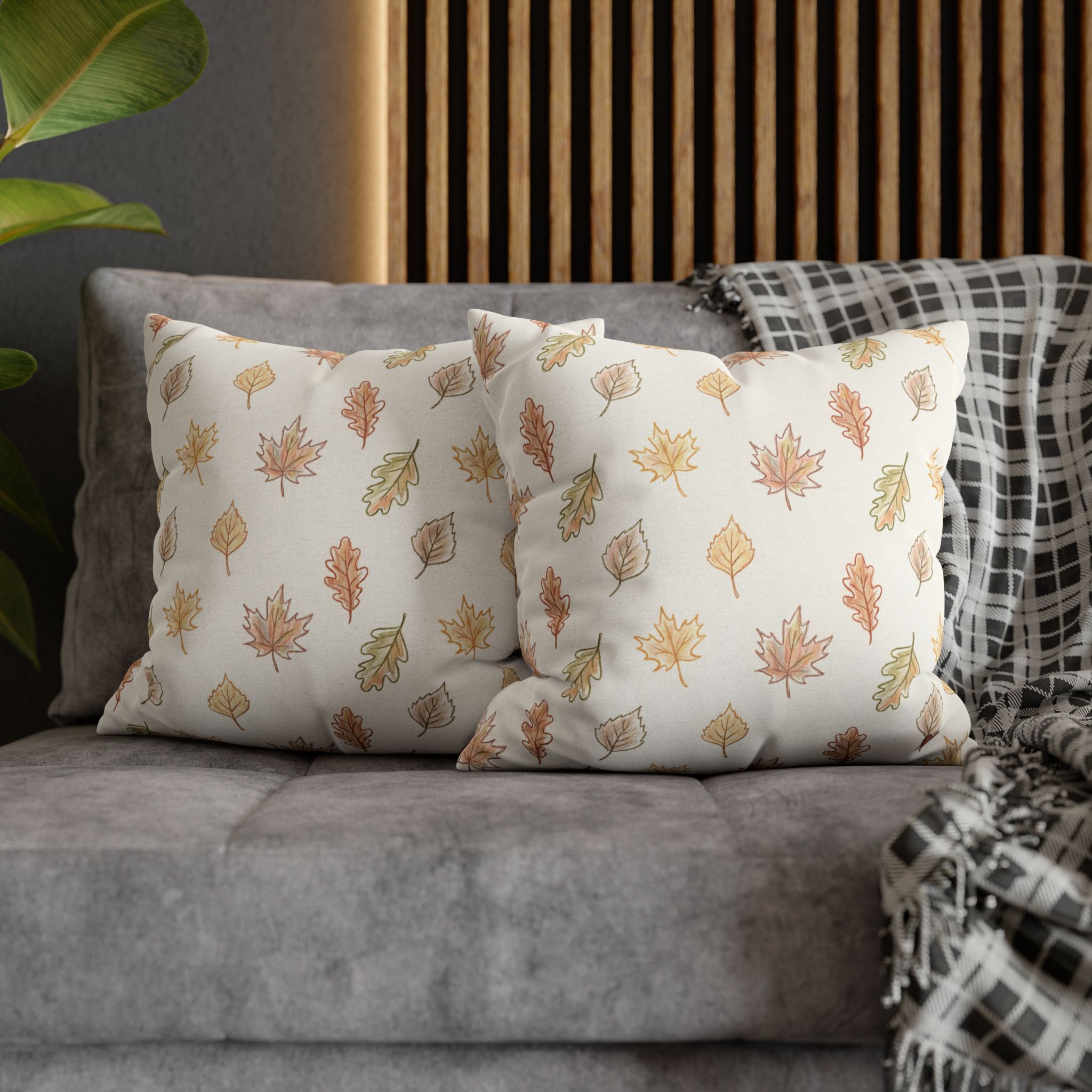 Autumn Leaves Pillow Cover, Neutral Fall Throw Pillow, Minimalist Cozy Autumn Decor - Image 3