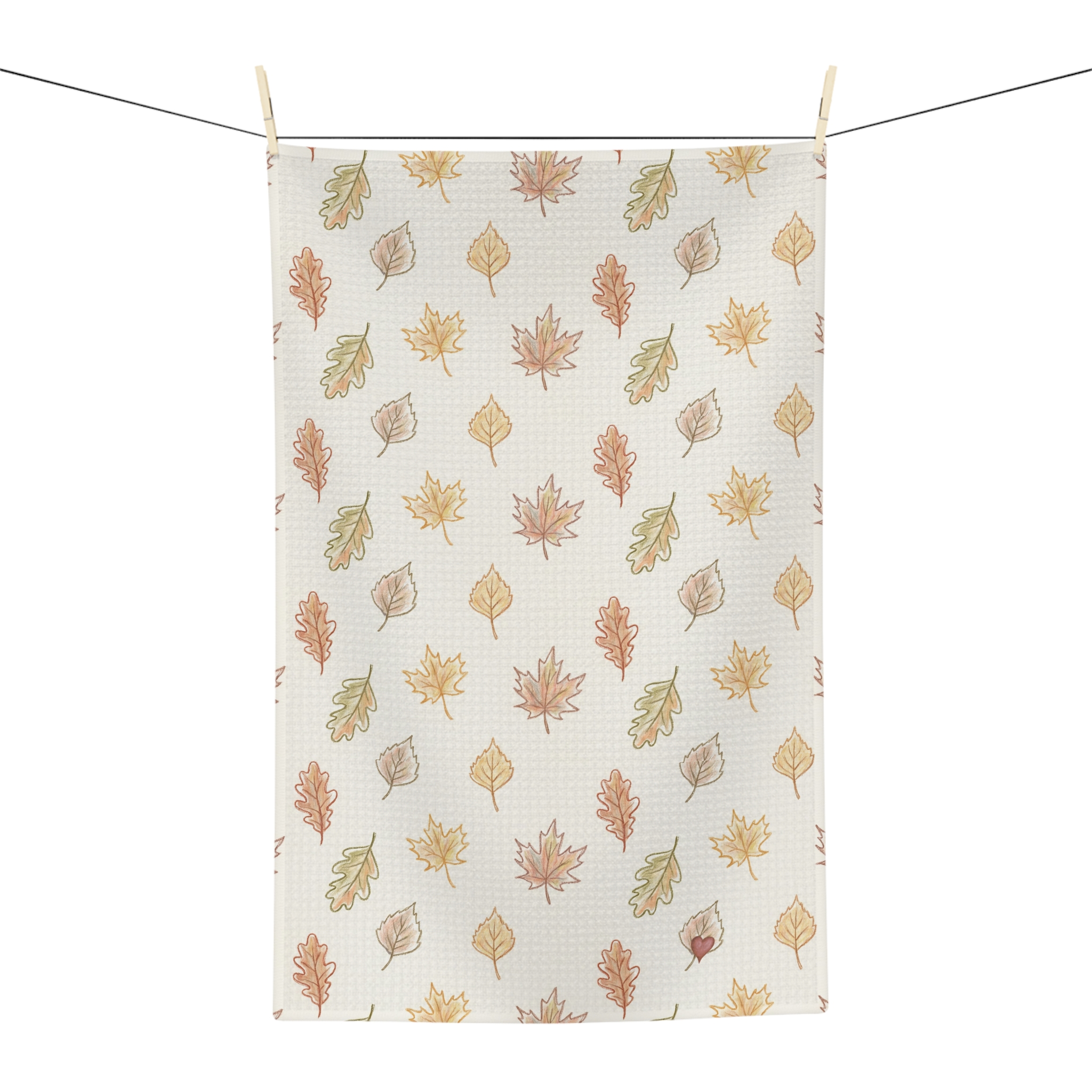 Watercolor Fall Leaves Tea Towel, Neutral Autumn Kitchen Towel, Farmhouse Thanksgiving Hostess Gift - Image 4