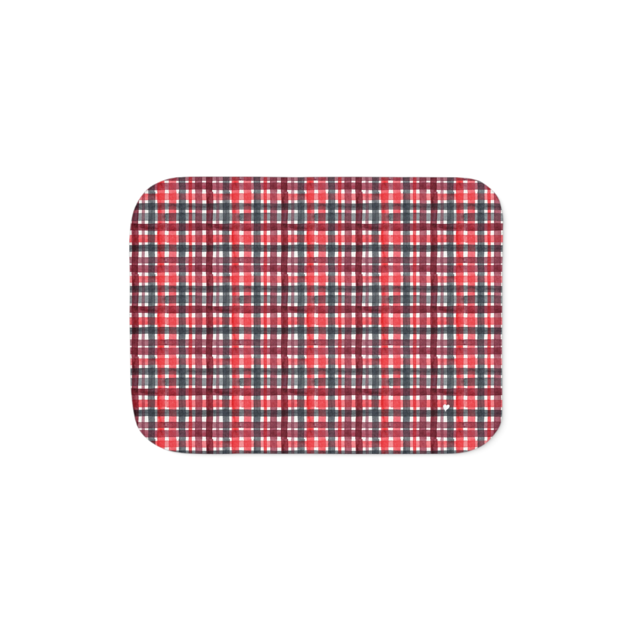 Red and Black Plaid Sherpa Blanket, Watercolor Buffalo Check Christmas Throw, Cozy Cabin Fleece Blanket - Image 6