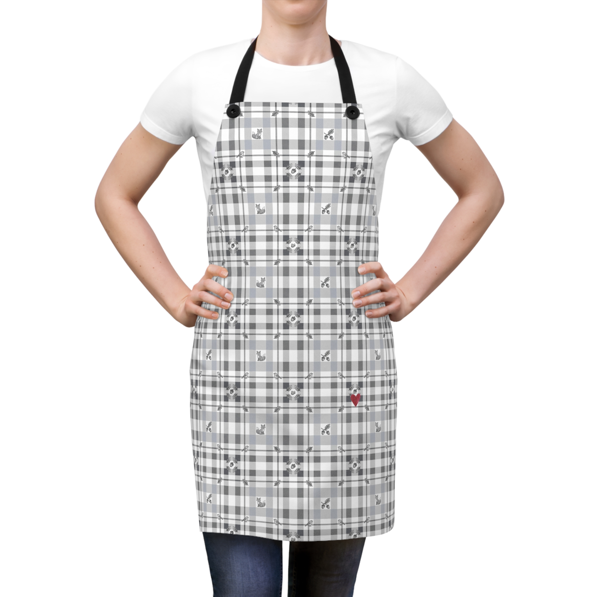 Woodland Grey Plaid Apron, Neutral Winter Kitchen Apron, Cabin Farmhouse Baking Gift - Image 2