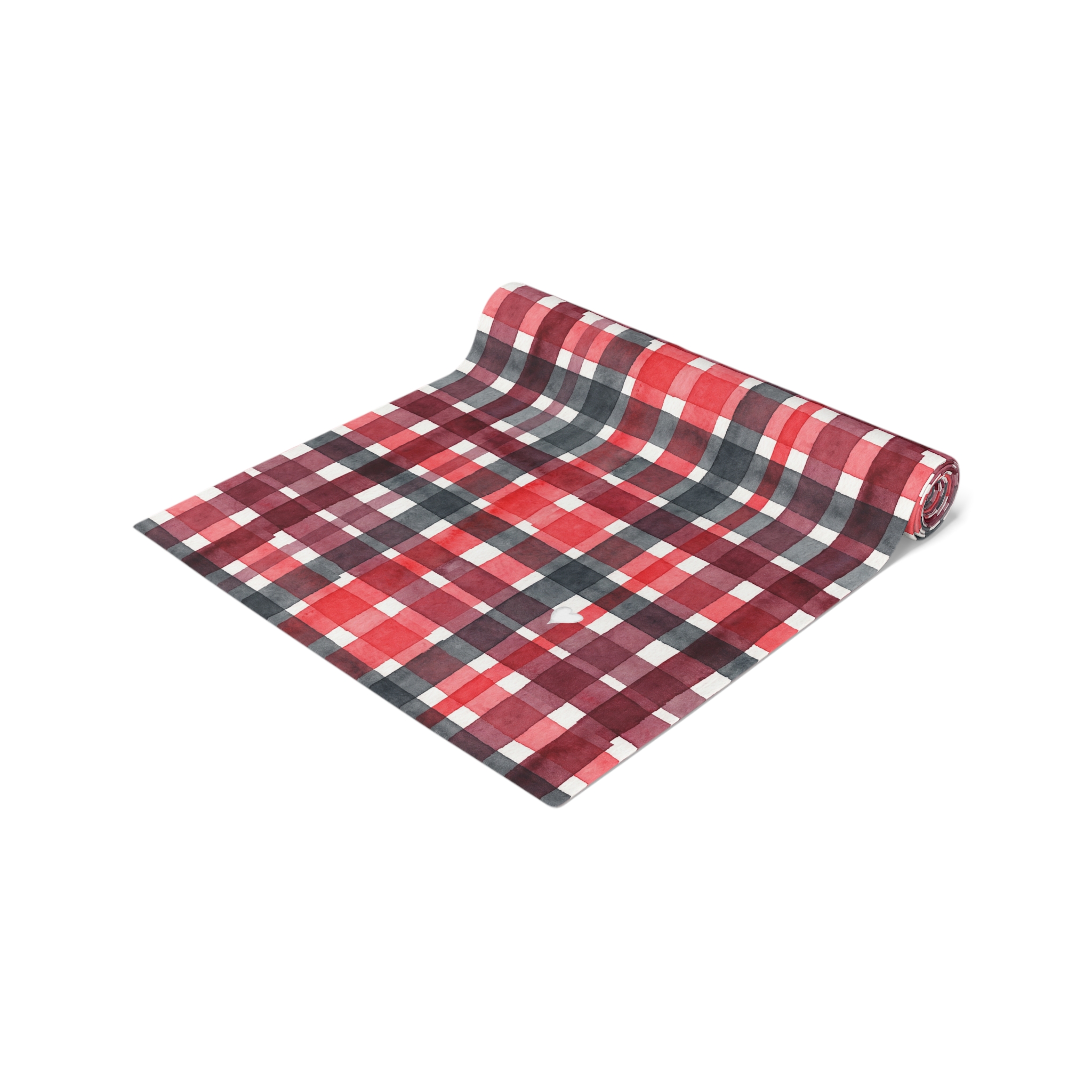 Red and Black Plaid Table Runner, Watercolor Buffalo Check Christmas Table Decor, Cabin Farmhouse Holiday Runner - Image 5