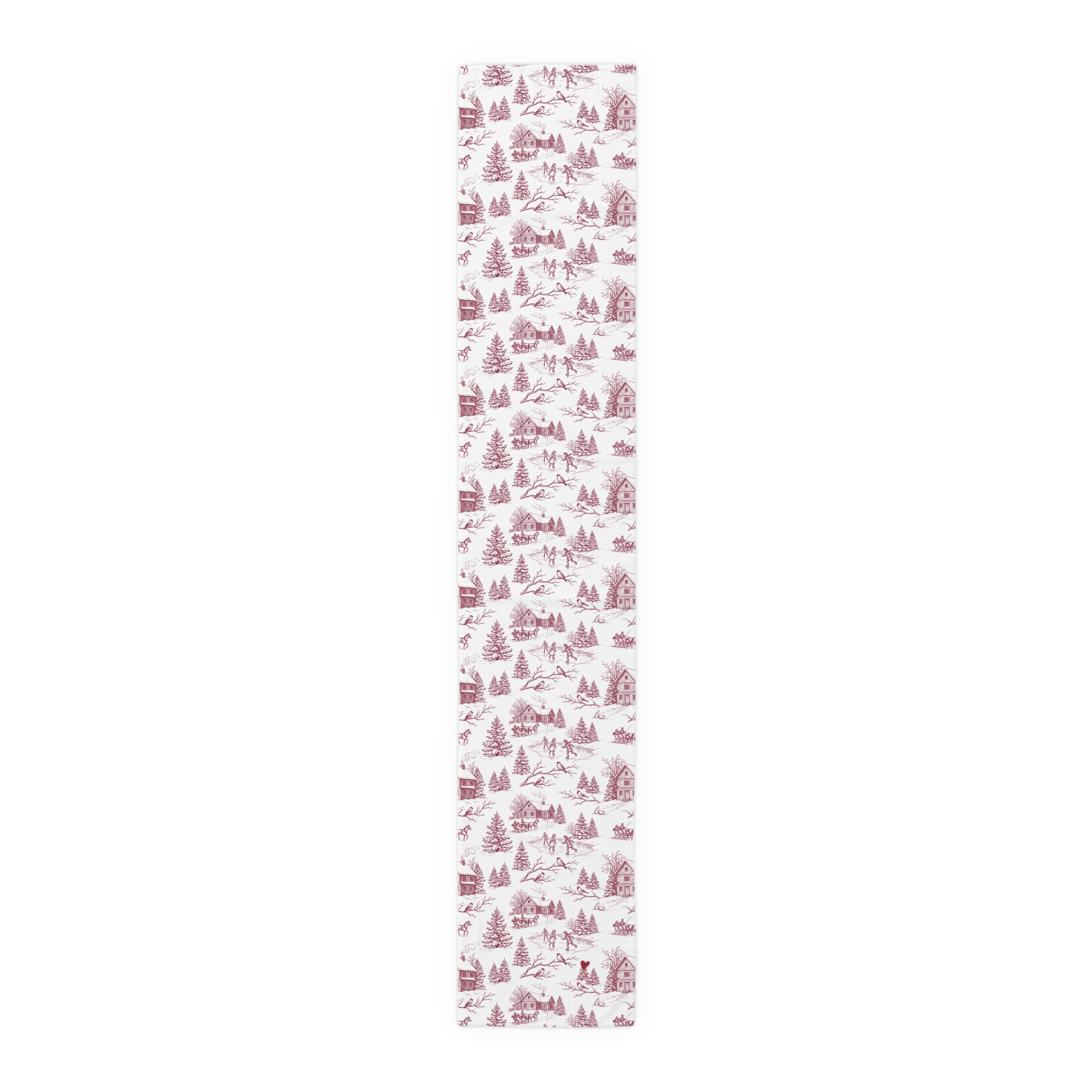 Red Toile Christmas Table Runner, Winter Toile Table Decor, French Country Holiday Runner - Image 8