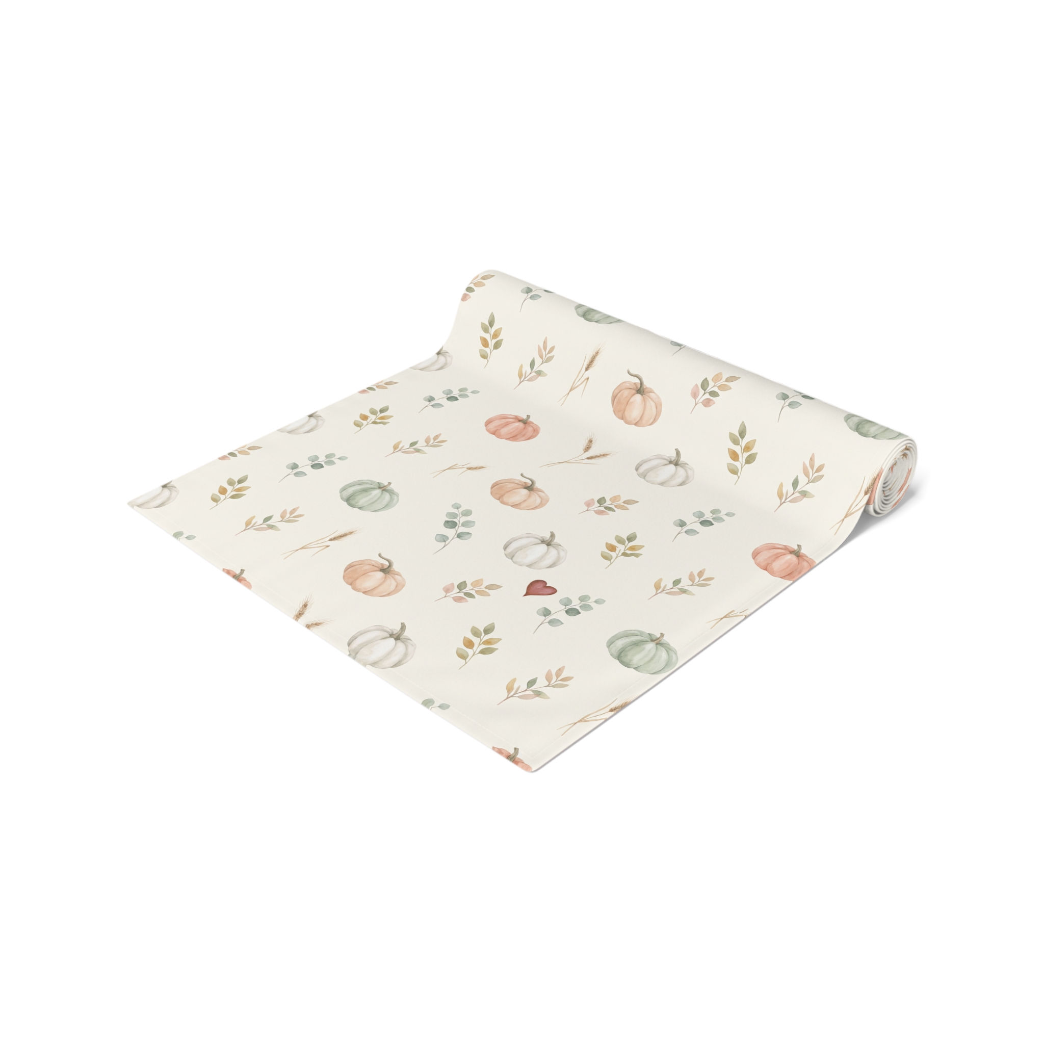 Watercolor Pumpkin Table Runner, Sage and Peach Neutral Thanksgiving Table Decor, Farmhouse Fall Runner - Image 5
