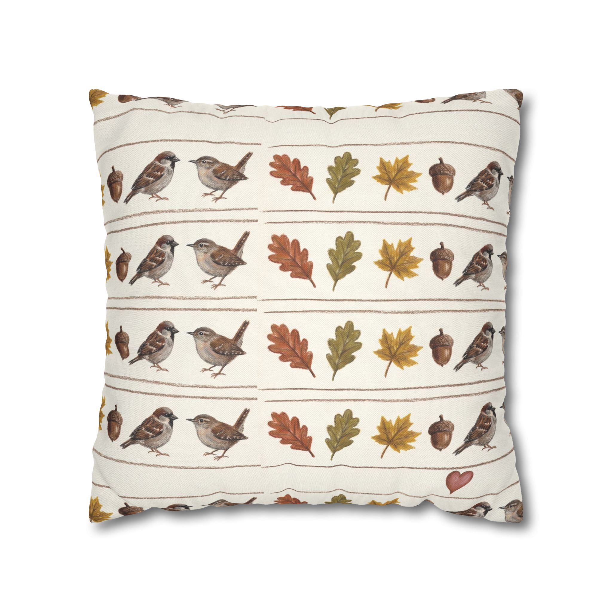 Fall Sparrow Pillow Cover, Hand-Drawn Bird Autumn Throw Pillow, Thanksgiving Decor - Image 5