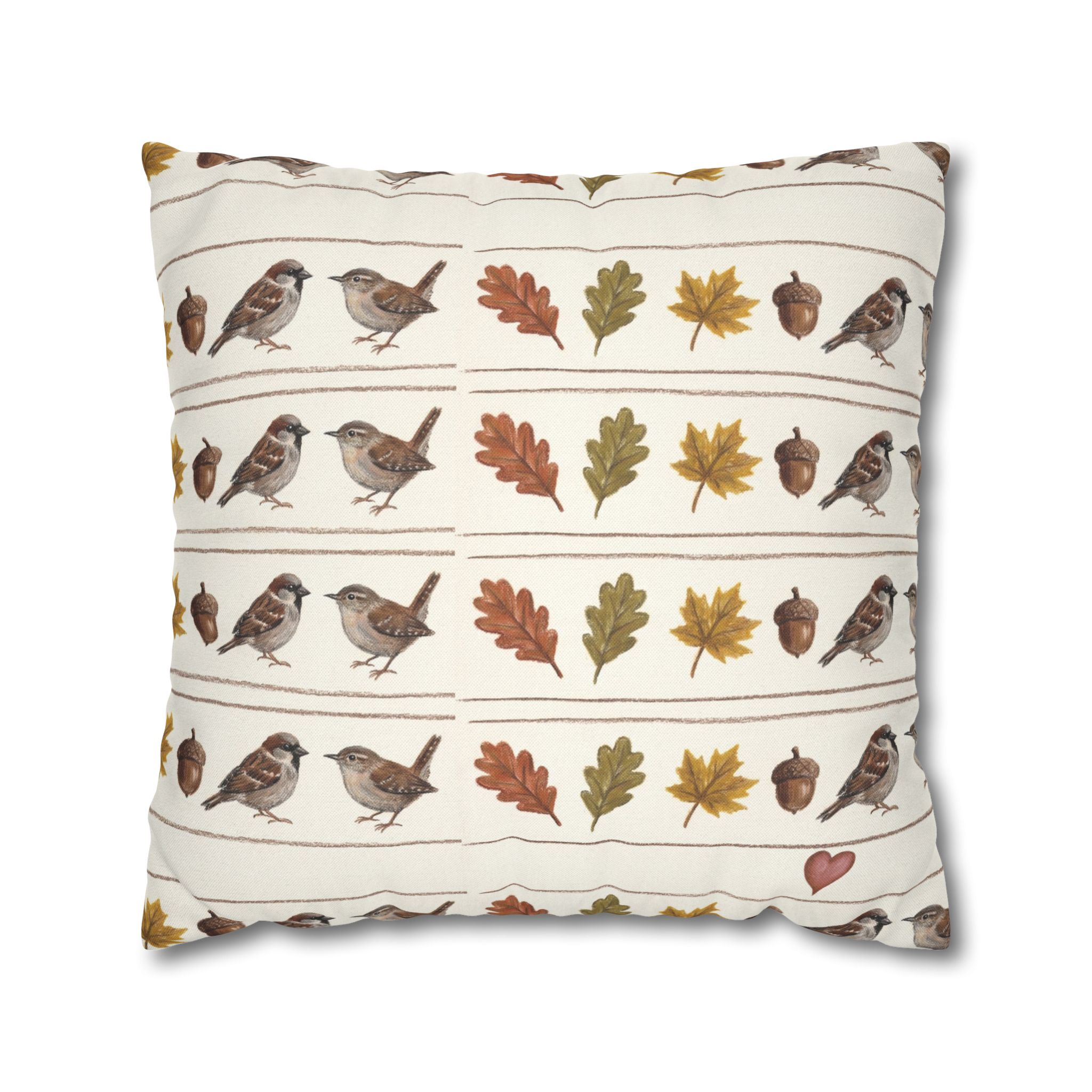 Fall Sparrow Pillow Cover, Hand-Drawn Bird Autumn Throw Pillow, Thanksgiving Decor - Image 8