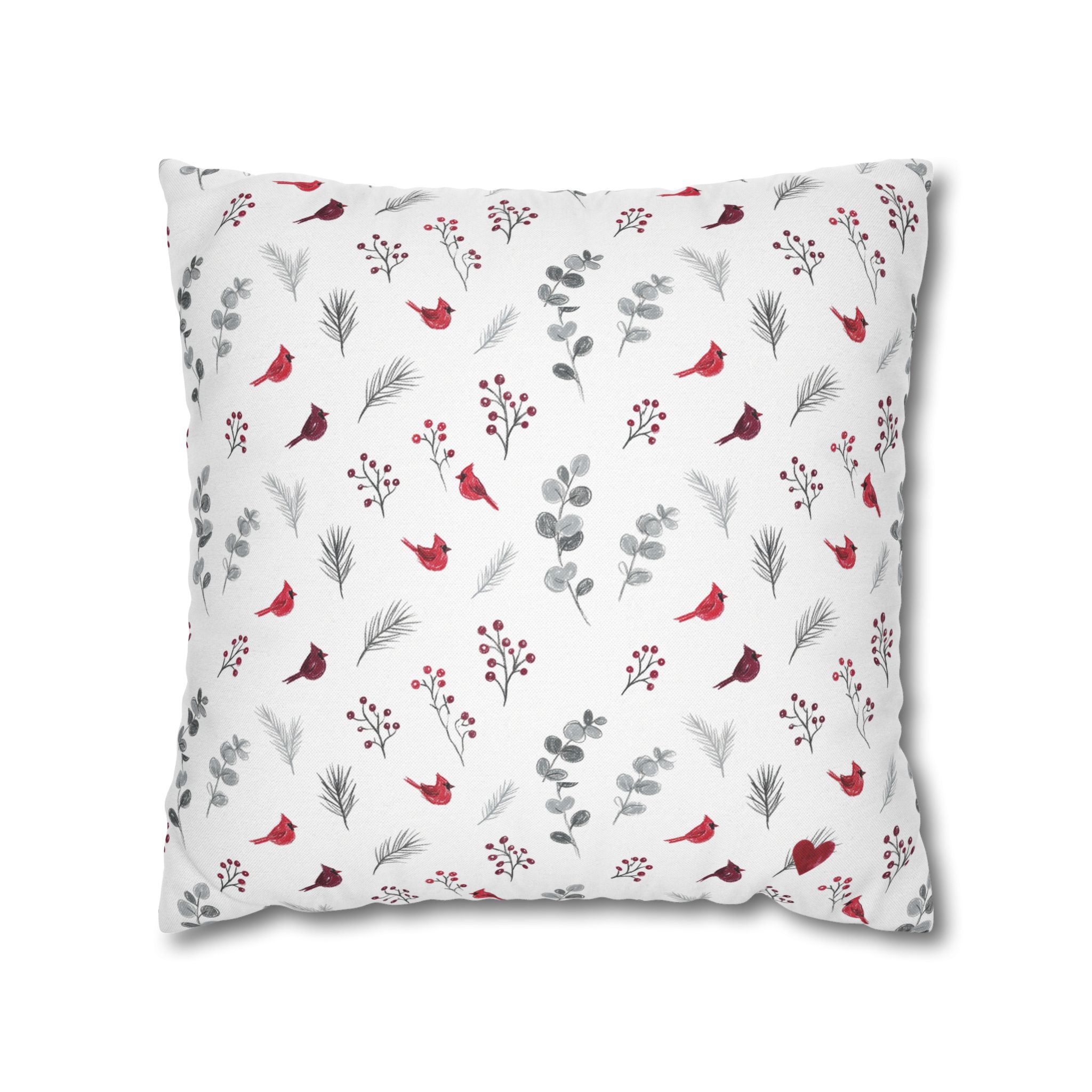 Cardinal Pillow Cover, Red Bird Christmas Throw Pillow, Botanical Winter Decor - Image 5