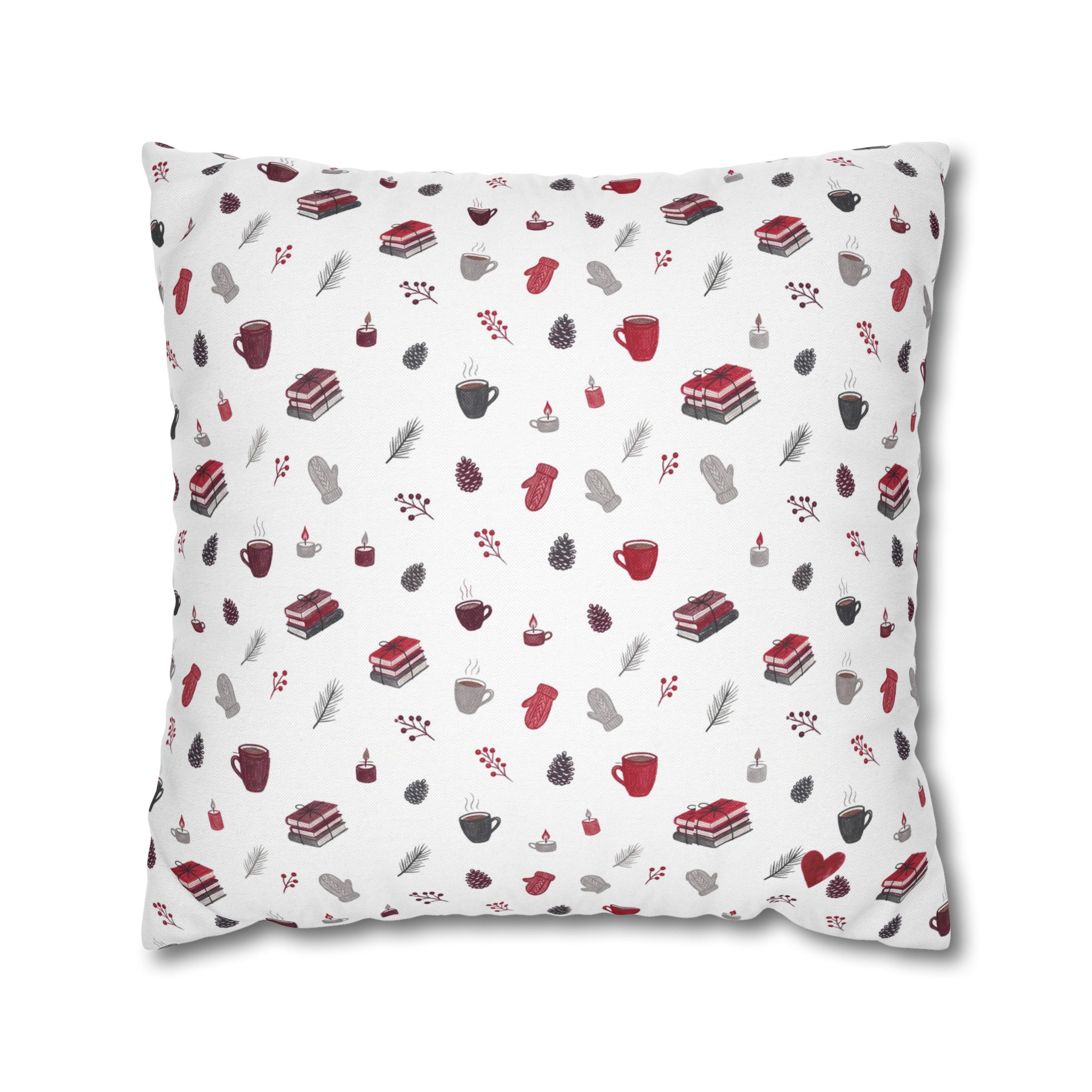 Cozy Winter Pillow Cover, Red and White Hygge Christmas Throw Pillow, Holiday Decor - Image 8